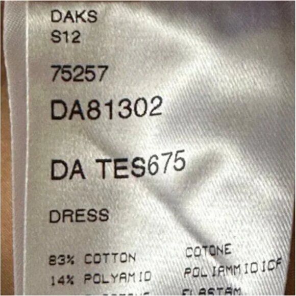 Daks London Tan V-Neck Short Sleeve 2 Front Pockets Sheath Dress Size 8 - Picture 9 of 10
